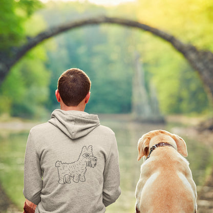Dog | Sustainable Hoodie worn by a man sat with dog