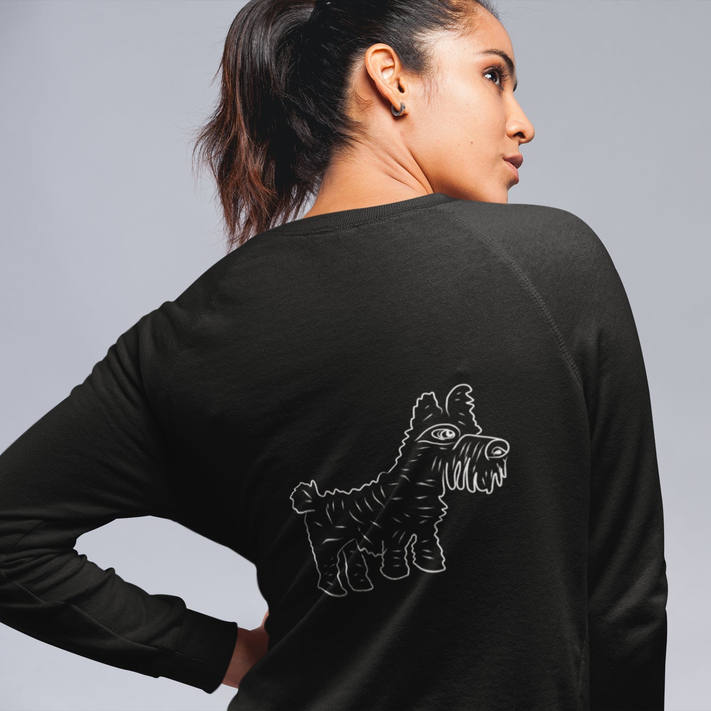Pawsitive Vibes in White Vegan Sustainable Jumper (back and front design)