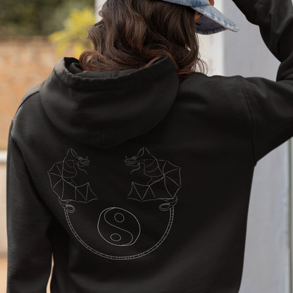 Dragon Dance, Yin and Yang | Sustainable Hoodie worn by a woman