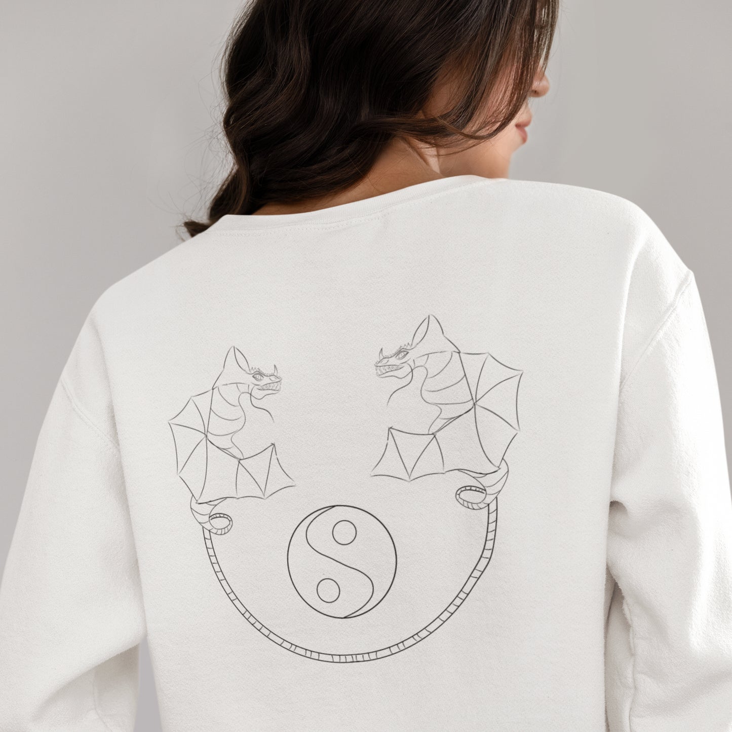 Dragon Dance, Yin and Yang | Vegan Jumper worn by a woman