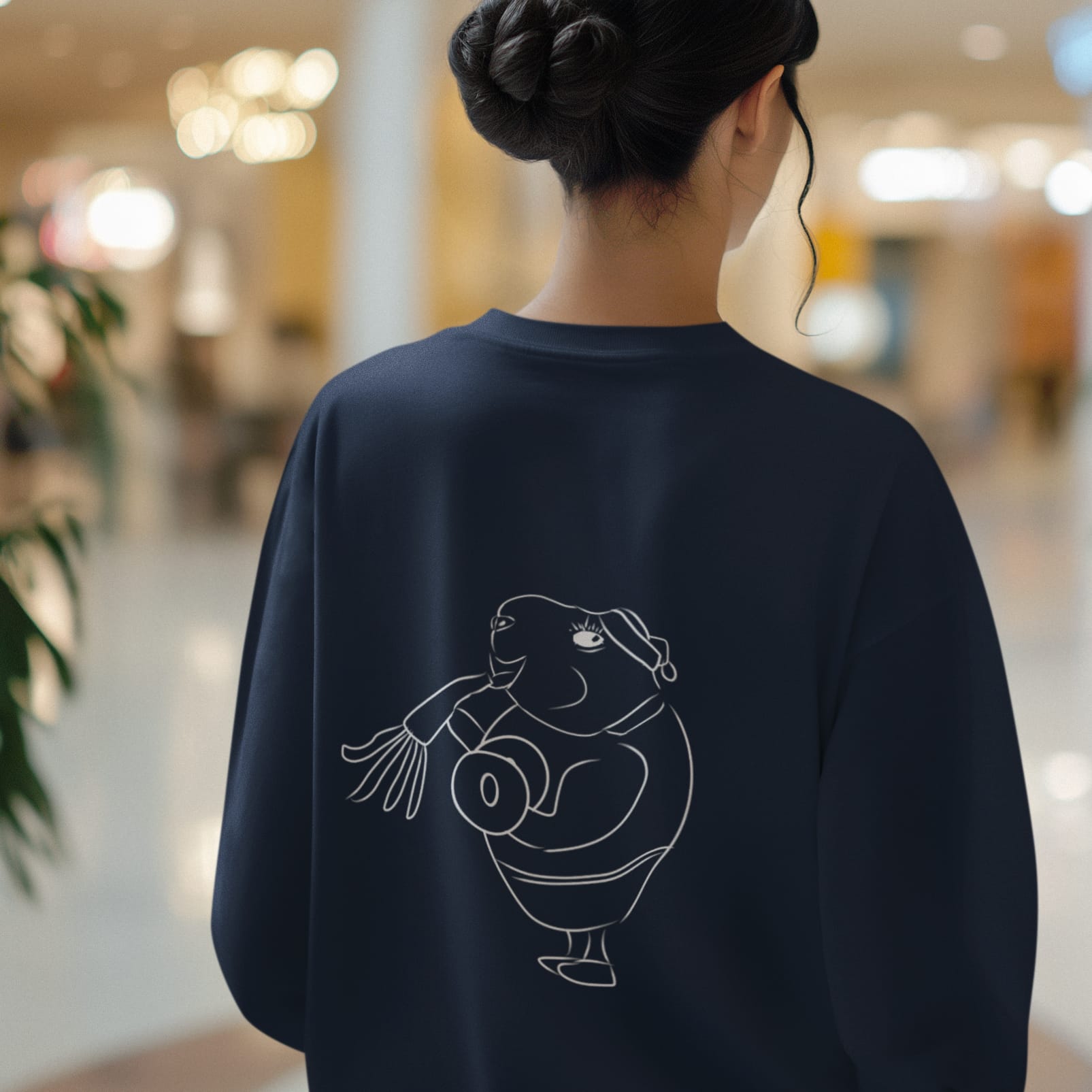 White Guinea Pig Weight Lifter  | Vegan Jumper worn by a woman