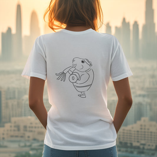 Guinea Pig Weight Lifter | 100% Organic Cotton T Shirt worn by a woman