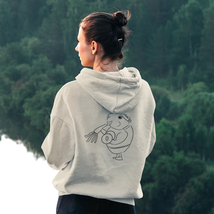 Guinea Pig Weight Lifter | Sustainable Hoodie worn by a woman