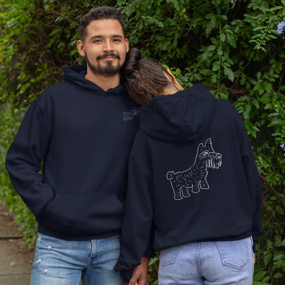 Pawsitive Vibes white design sustainable vegan hoodie one pocket (front and back design)
