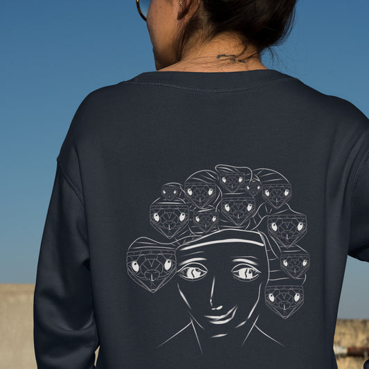 Medusa White | Vegan Jumper worn by a woman