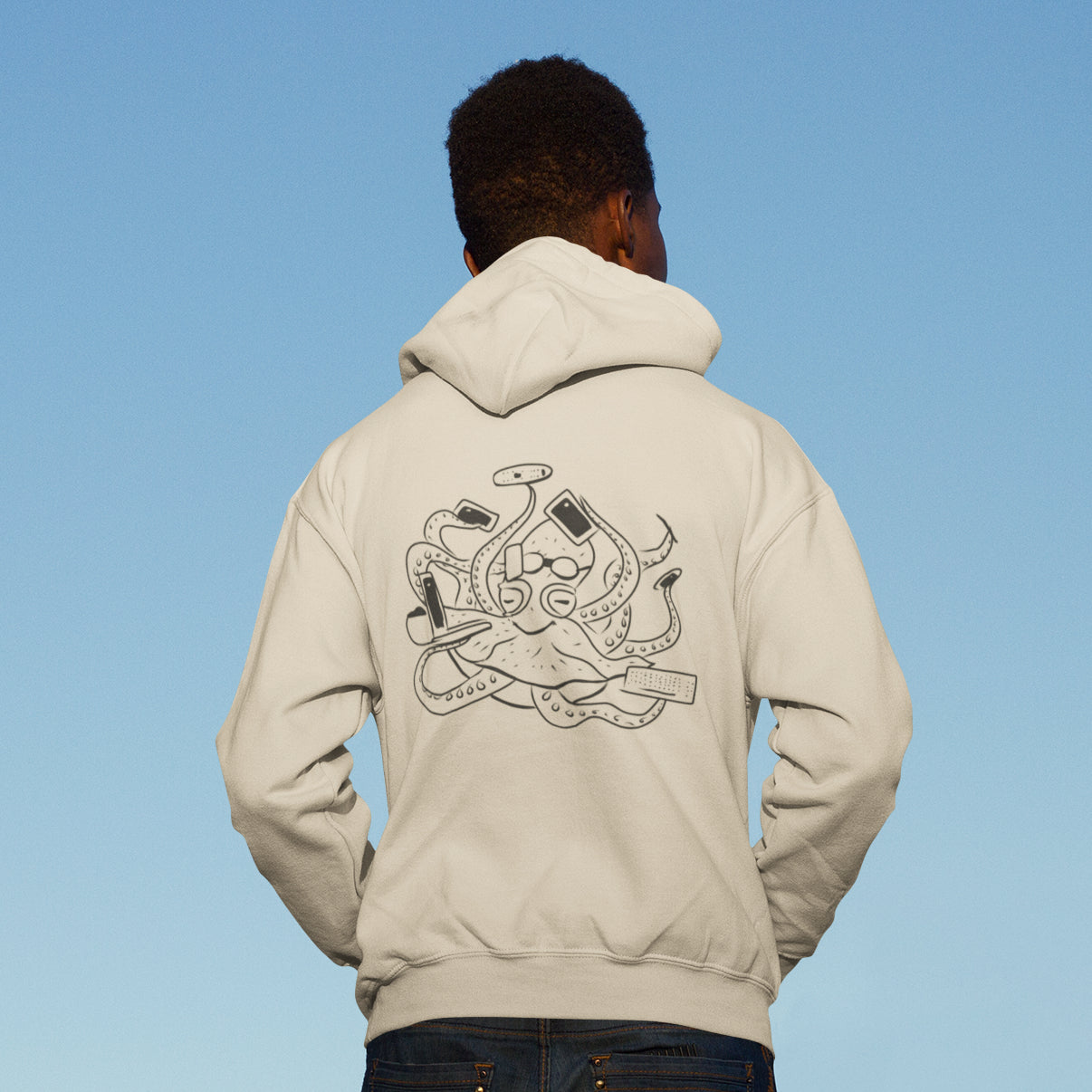 Octopus Office Worker | Sustainable Hoodie worn by a man