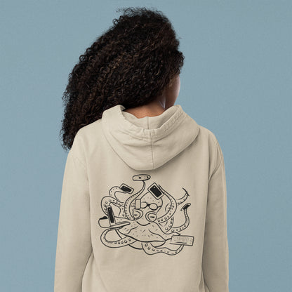 Octopus Office Worker | Sustainable Hoodie worn by a woman