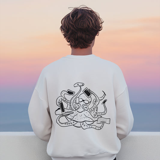 Octopus Office Worker White | Vegan Jumper worn by a man