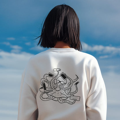 Octopus Office Worker White | Vegan Jumper worn by a woman