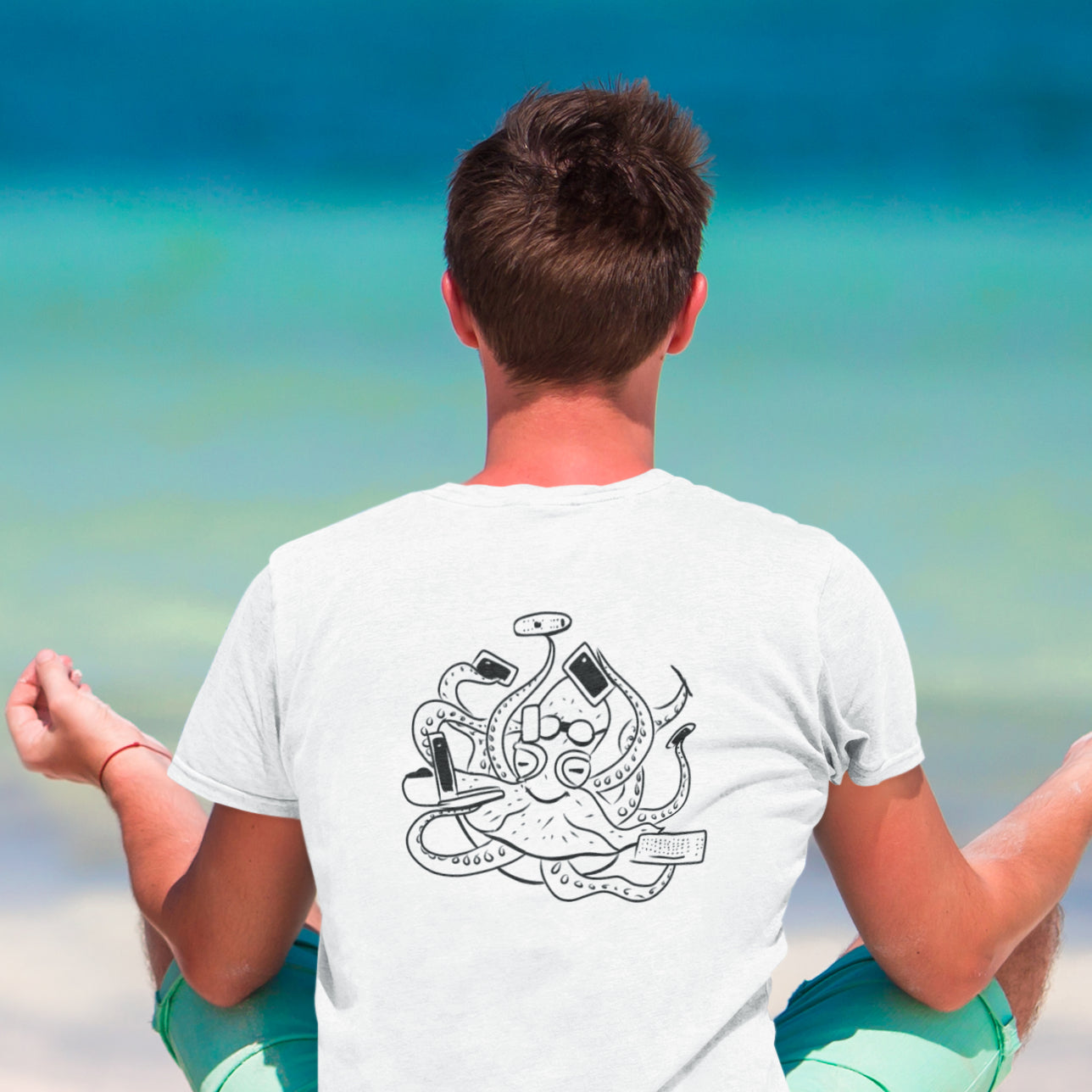 Octopus Office Worker | 100% Organic Cotton T Shirt worn a man