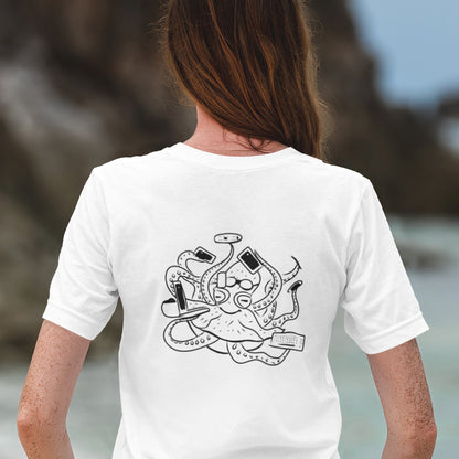 Octopus Office Worker | 100% Organic Cotton T Shirt worn by a woman