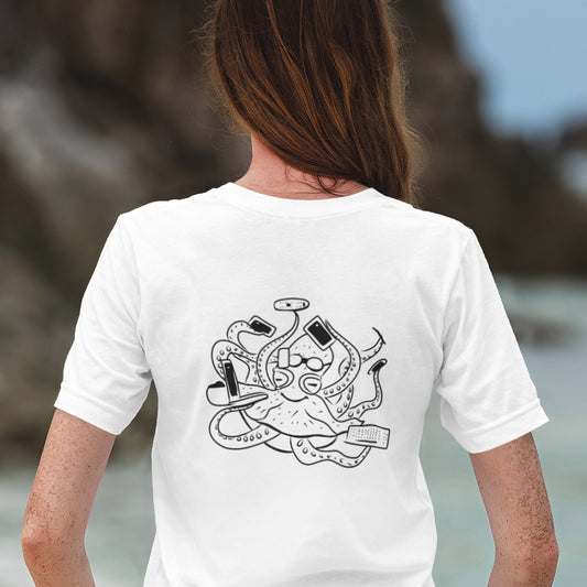 Octopus Office Worker | 100% Organic Cotton T Shirt worn by a woman