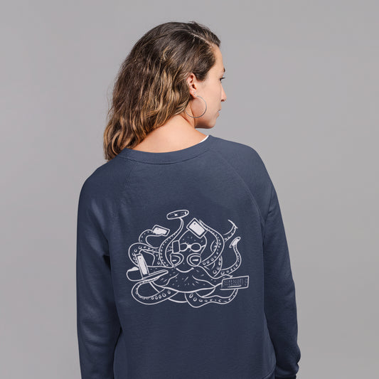 Octopus Office Worker White | Vegan Jumper worn by a woman