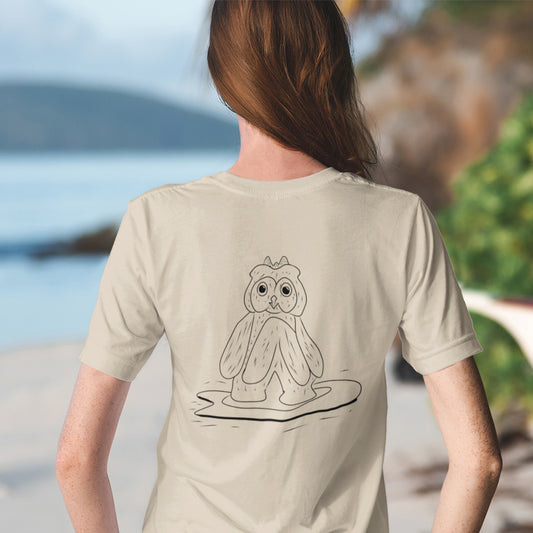 Woman wearing Surfing Owl | 100% Organic Cotton T Shirt