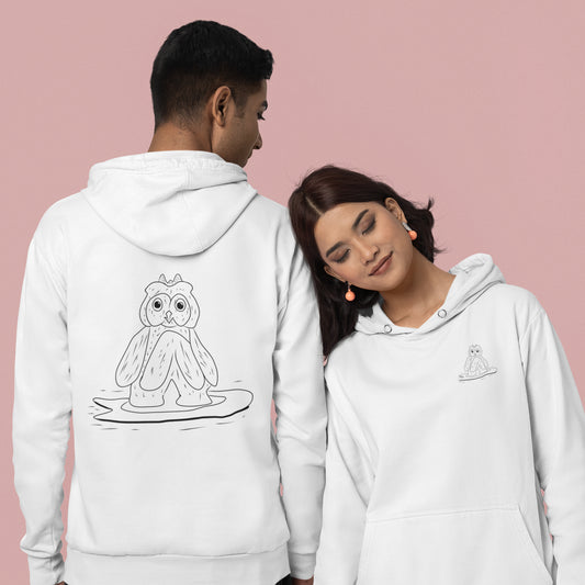 couple wearing Surfing Owl | Sustainable Hoodie