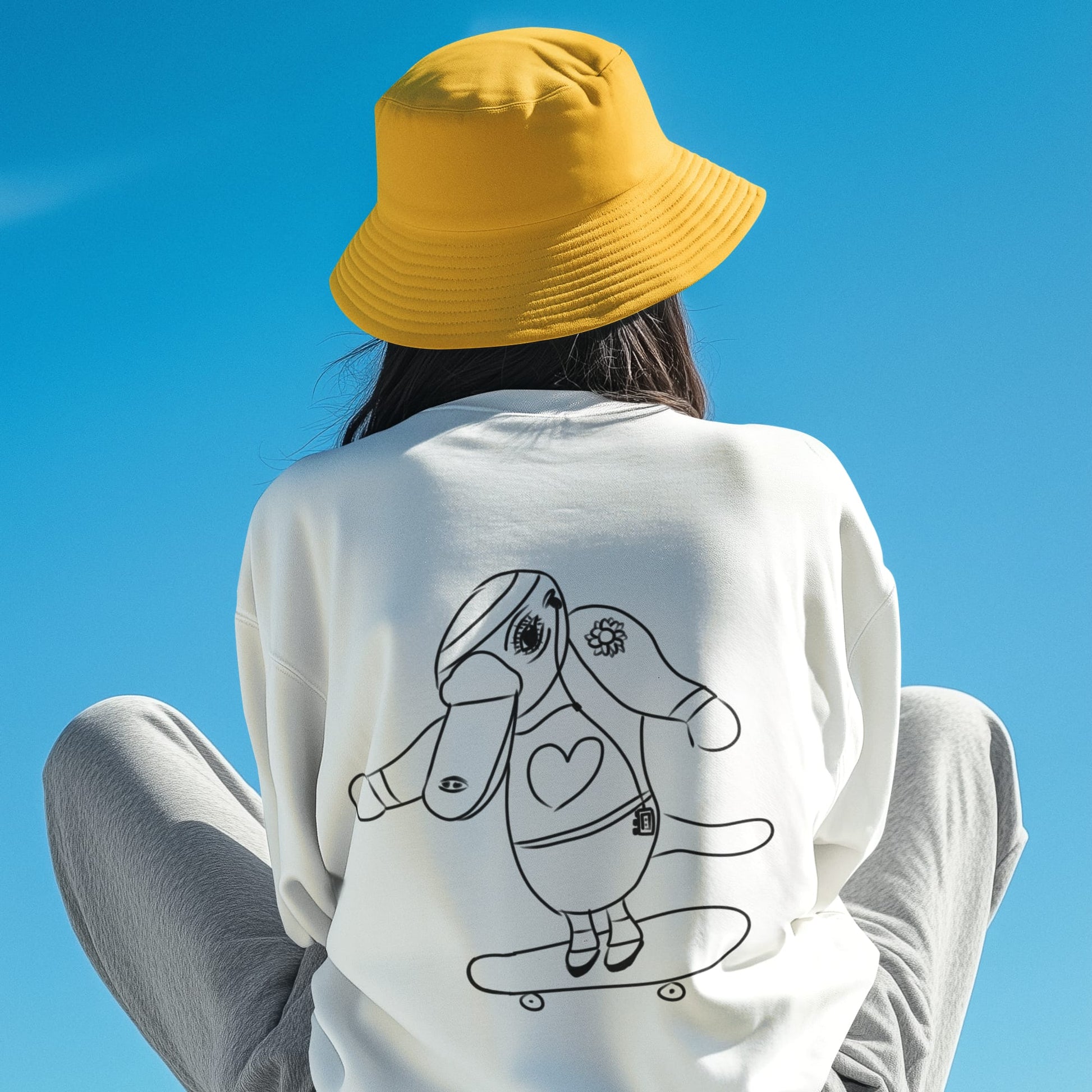 Platypus Skateboarder | Vegan Jumper worn by a woman