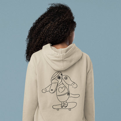 Platypus Skateboarder | Sustainable Hoodie desert dust back 