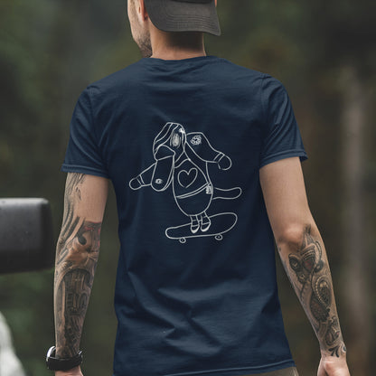 White Platypus Skateboarder | 100% Organic Cotton T Shirt worn by a man