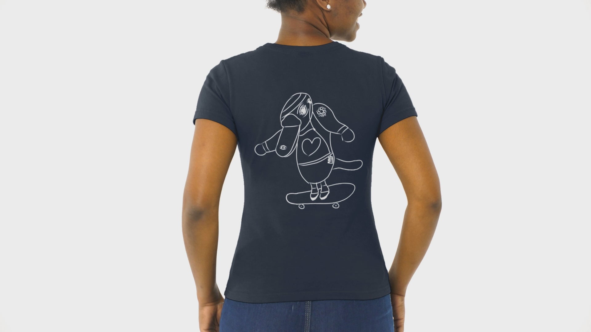 White Platypus Skateboarder | 100% Organic Cotton T Shirt worn by a woman