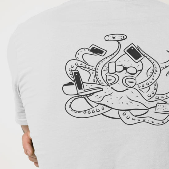 Octopus Office Worker | 100% Organic Cotton T Shirt worn by a man