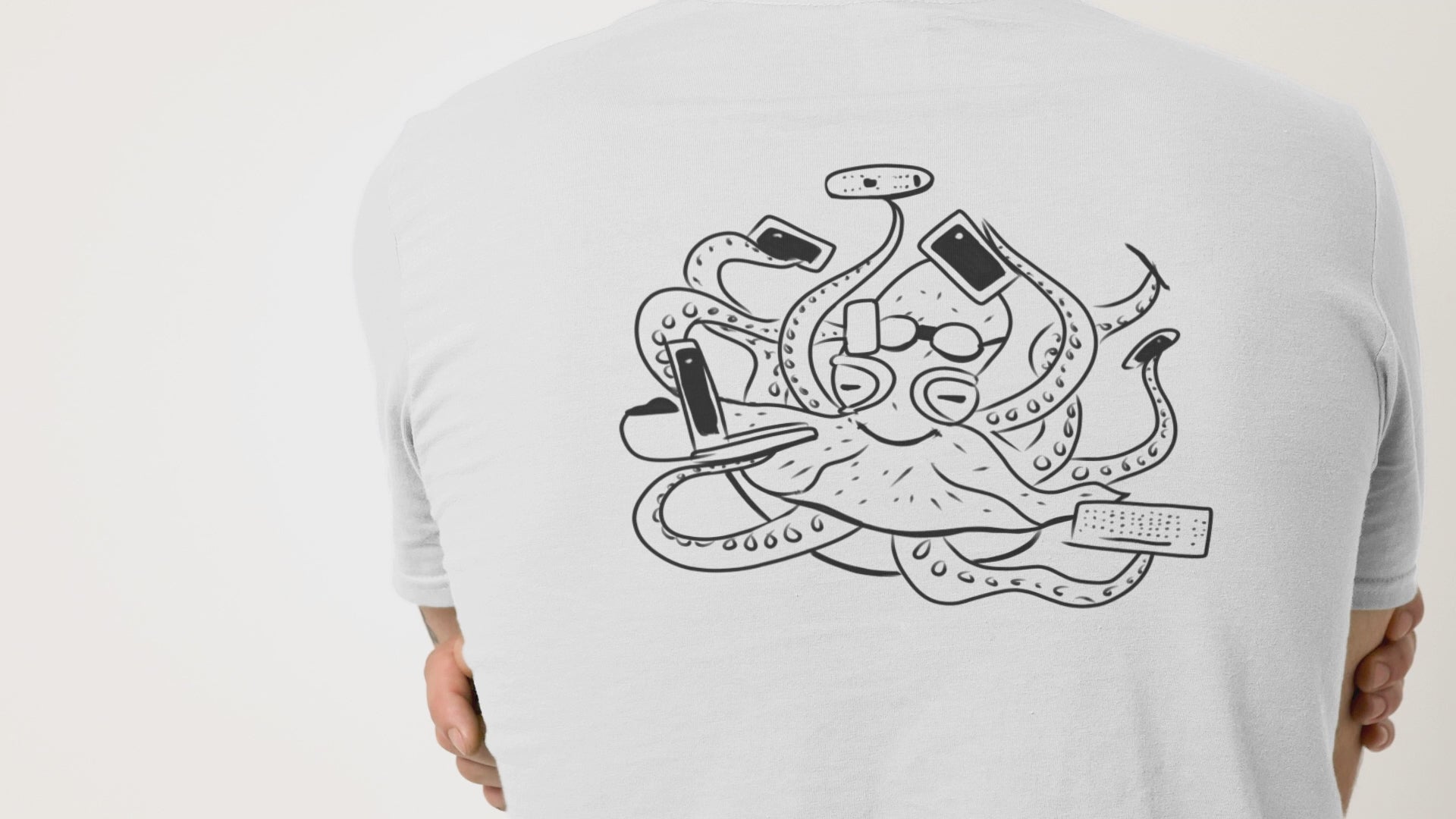 Octopus Office Worker | 100% Organic Cotton T Shirt worn by a man