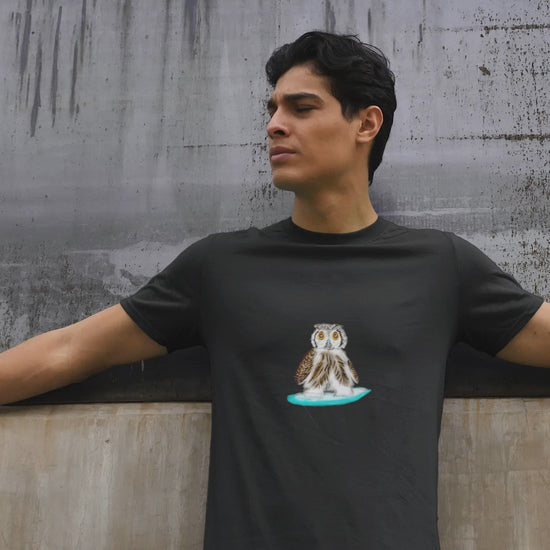Owl Surfing | 100% Organic Cotton T Shirt worn by man