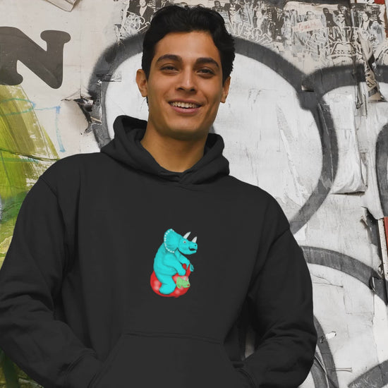 Dinosaur Triceratops | Sustainable Hoodie worn by a man