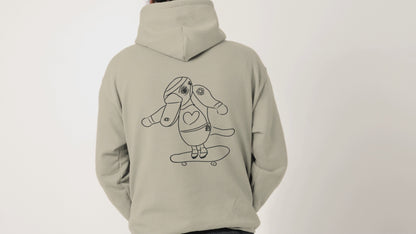 Platypus Skateboarder | Sustainable Hoodie desert dust back 