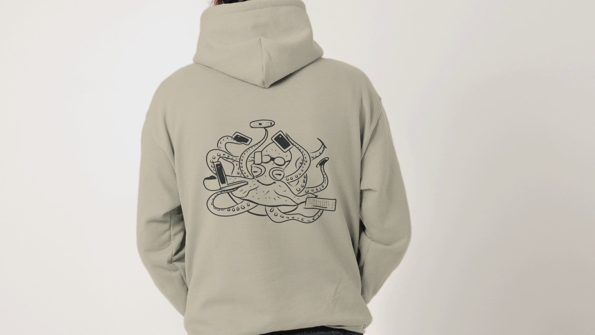 Octopus Office Worker | Sustainable Hoodie worn by a man