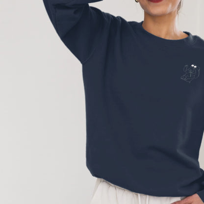 White Bunny Hop and Sip  | Vegan Jumper worn by a woman