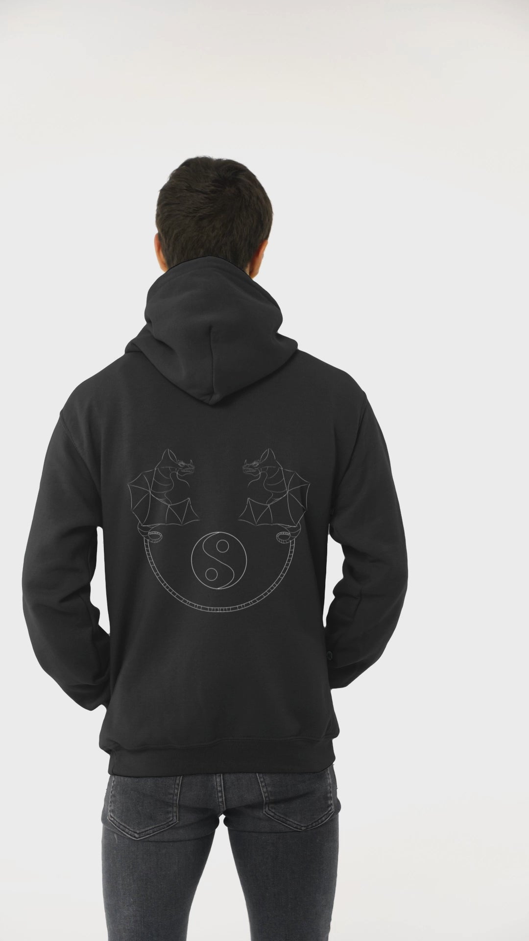 Dragon Dance, Yin and Yang | Sustainable Hoodie worn by a man