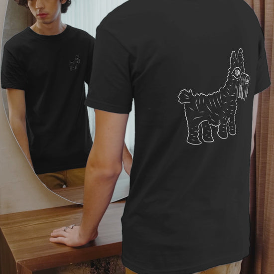 Dog | 100% Organic Cotton T Shirt worn by a man looking in the mirror