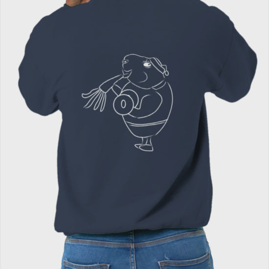 White Guinea Pig Weight Lifter | Sustainable Hoodie worn by a man