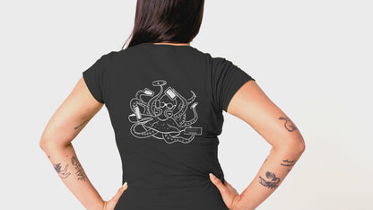 White Octopus Office Worker | 100% Organic Cotton T Shirt worn by a woman