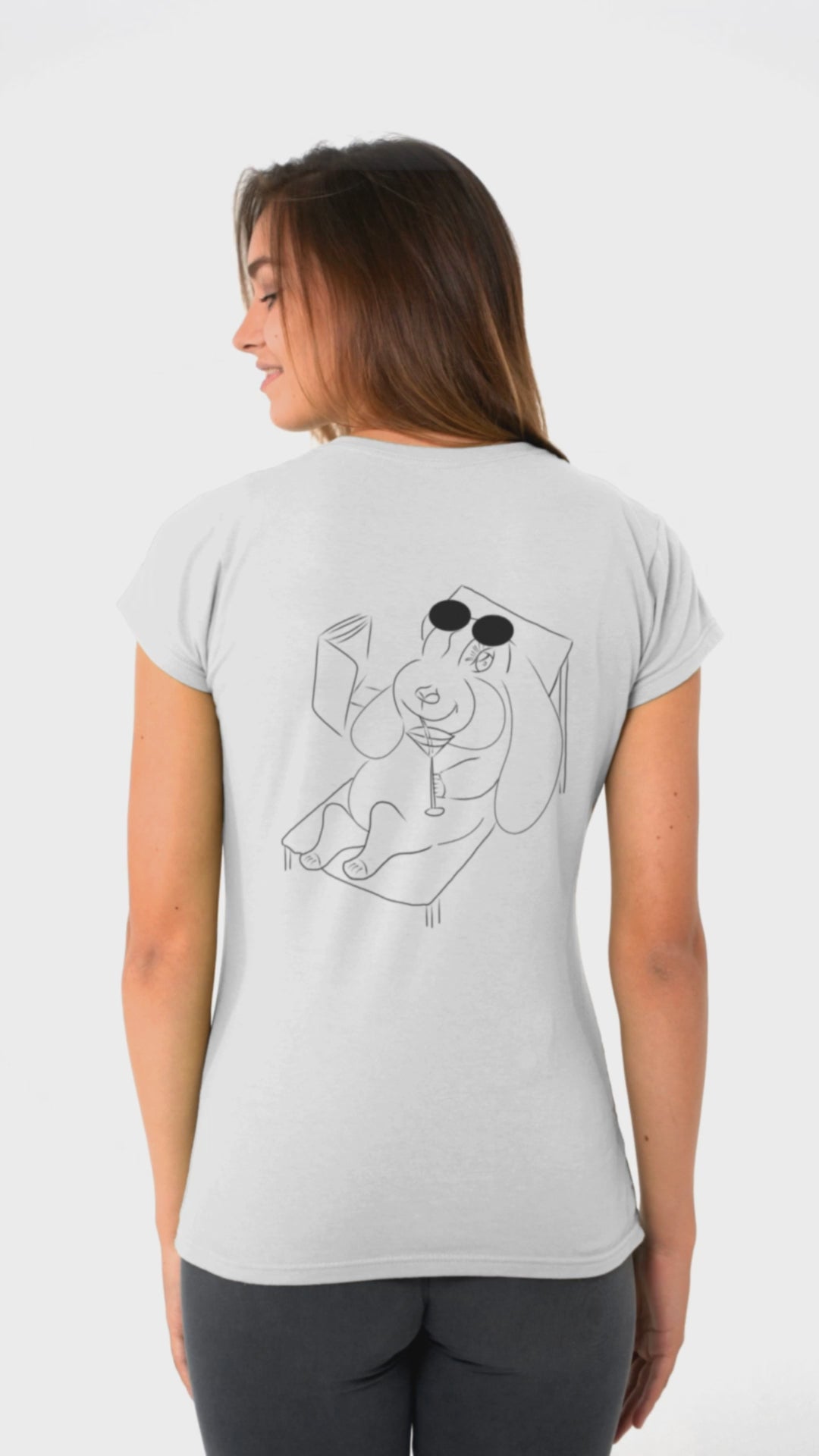 Bunny hop and sip  | 100% Organic Cotton T Shirt worn by a woman