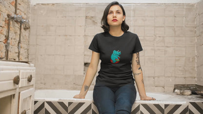Dinosaur Triceratops | Women's 100% Organic Cotton T Shirt worn by a woman
