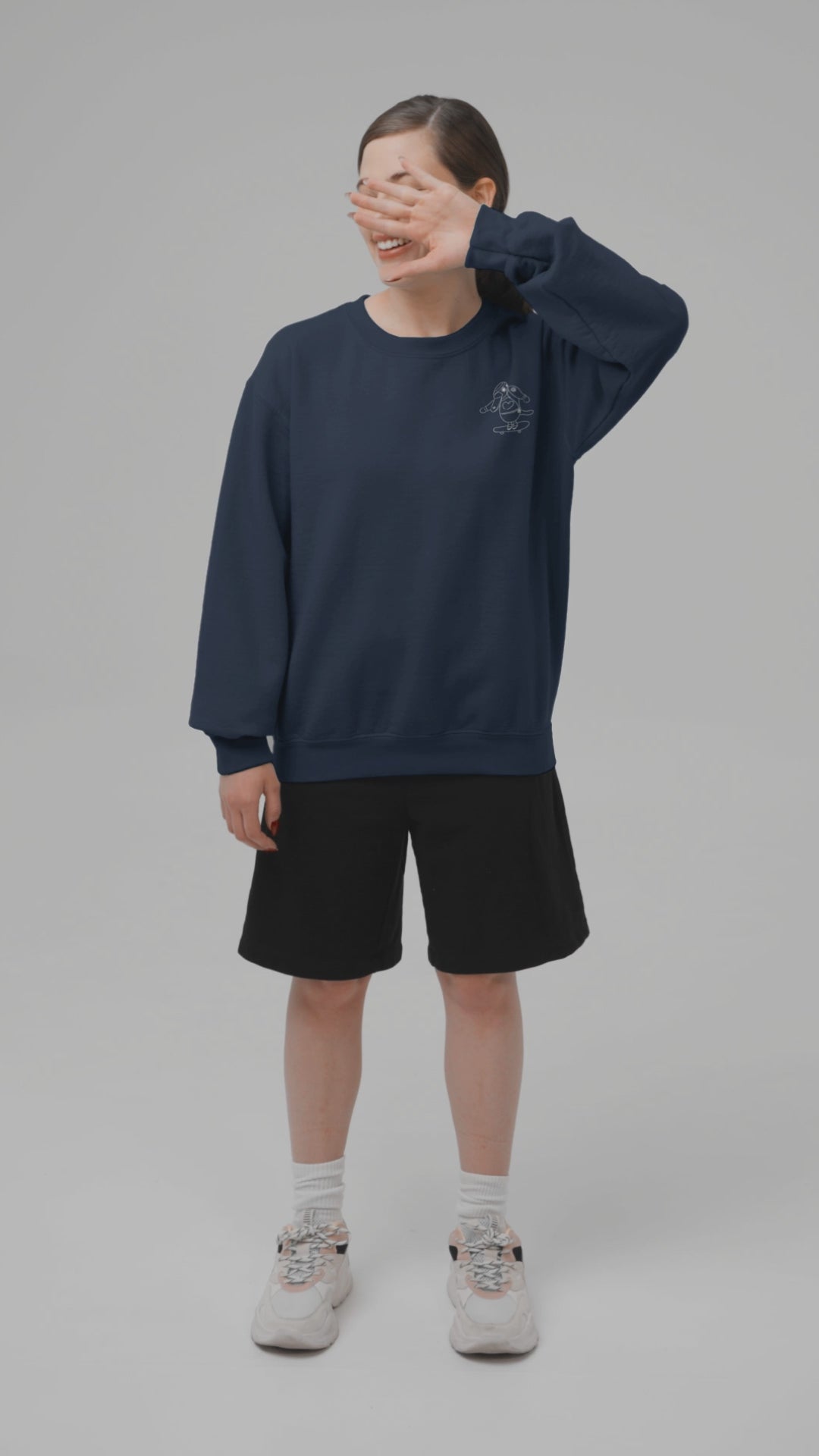 White Platypus Skateboarder | Vegan Jumper worn by a woman