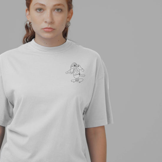 Platypus Skateboarder | 100% Organic Cotton T Shirt worn by a woman