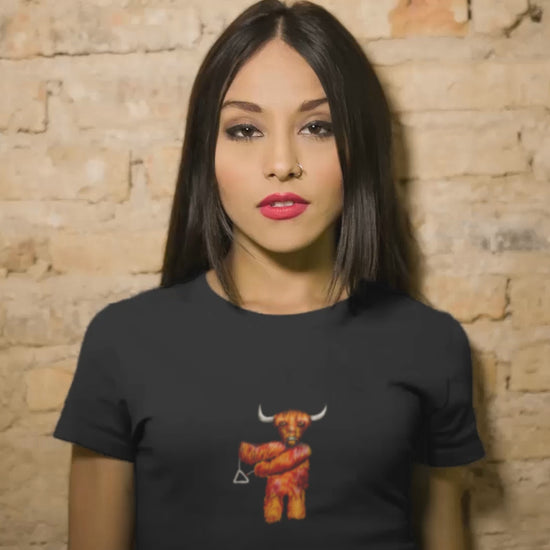 Bull With Triangle | Women's 100% Organic Cotton T Shirt worn by a woman
