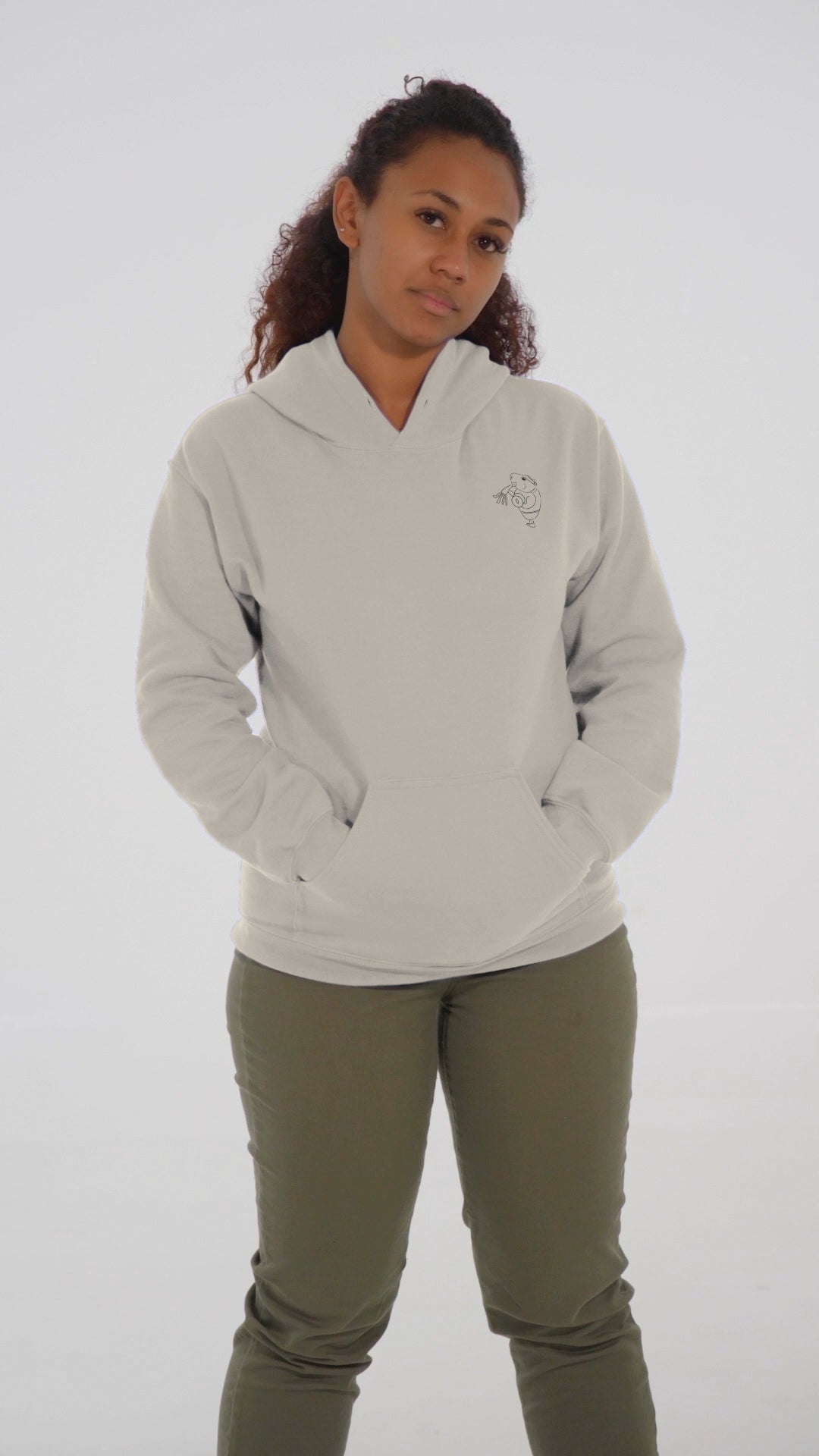 Guinea Pig Weight Lifter | Sustainable Hoodie worn by a woman