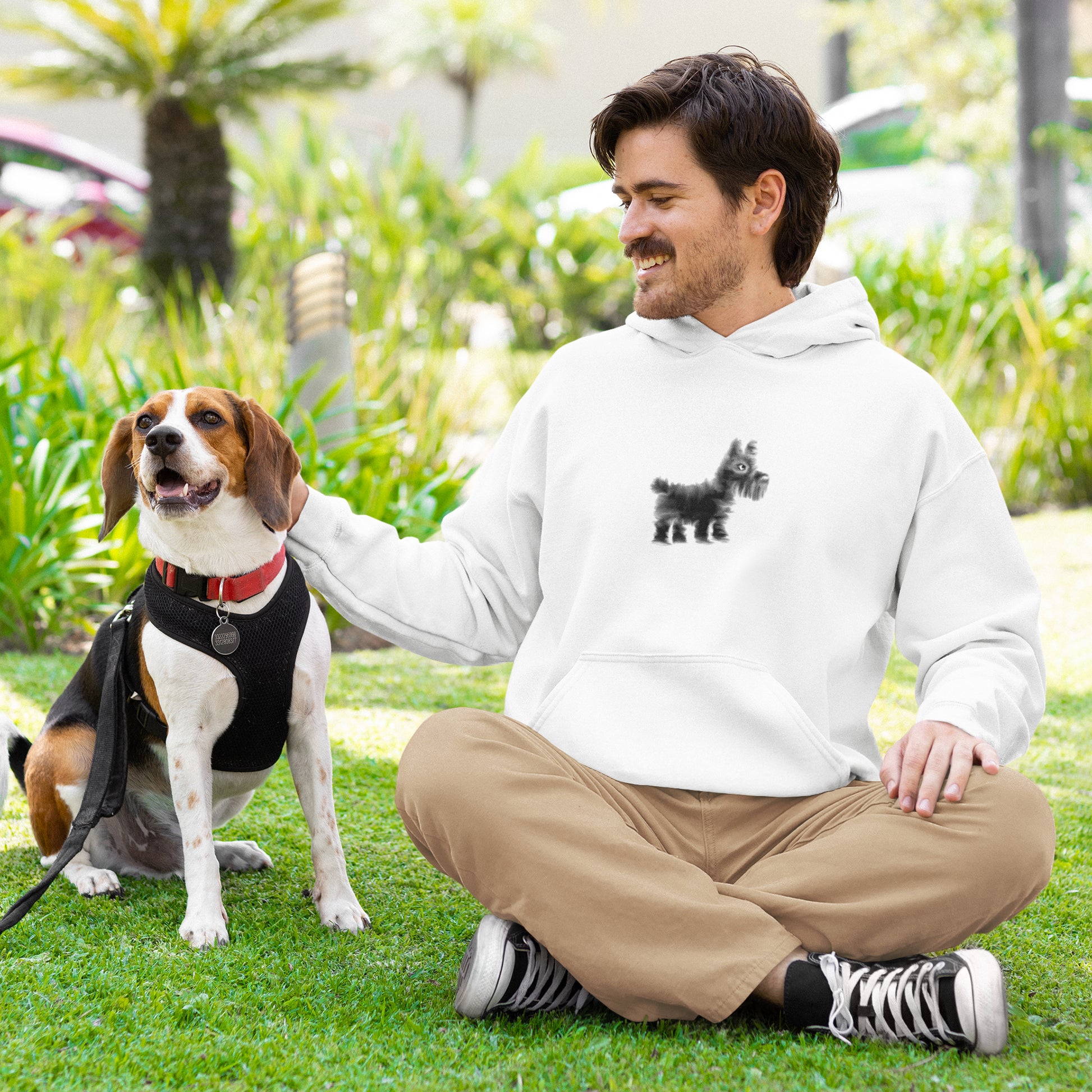Scottie Dog | Sustainable Hoodie worn by a man
