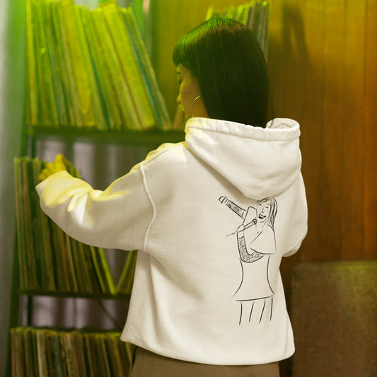 Songstress Woman Singing | Sustainable Hoodie worn by woman