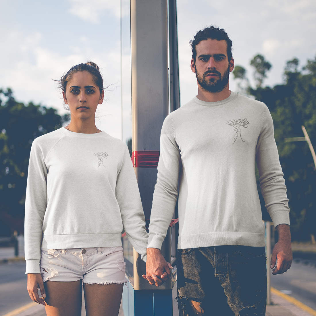 The Tree Hug  | Vegan Jumper worn by a couple front view