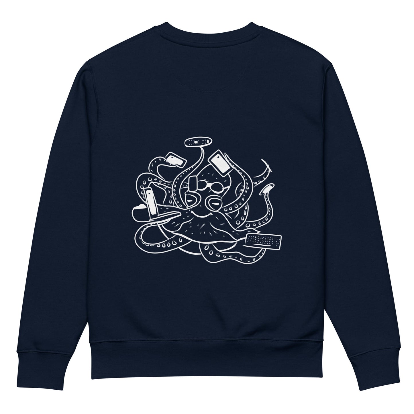 Octopus Office Worker White | Vegan Jumper in navy back