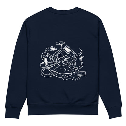 Octopus Office Worker White | Vegan Jumper in navy back