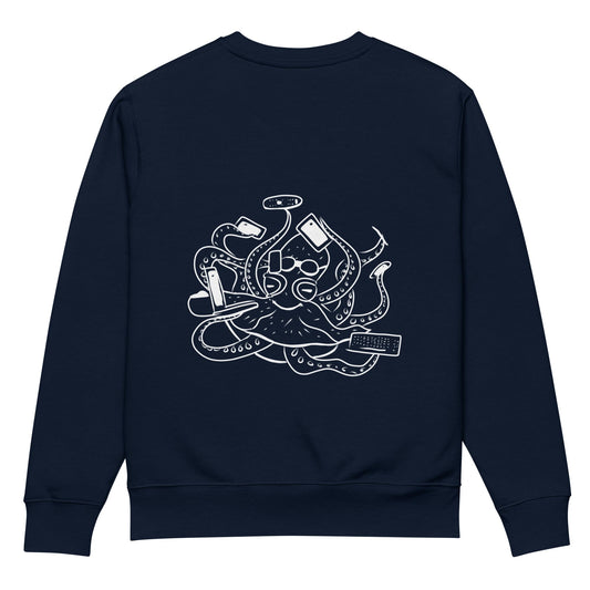 Octopus Office Worker White | Vegan Jumper in navy back