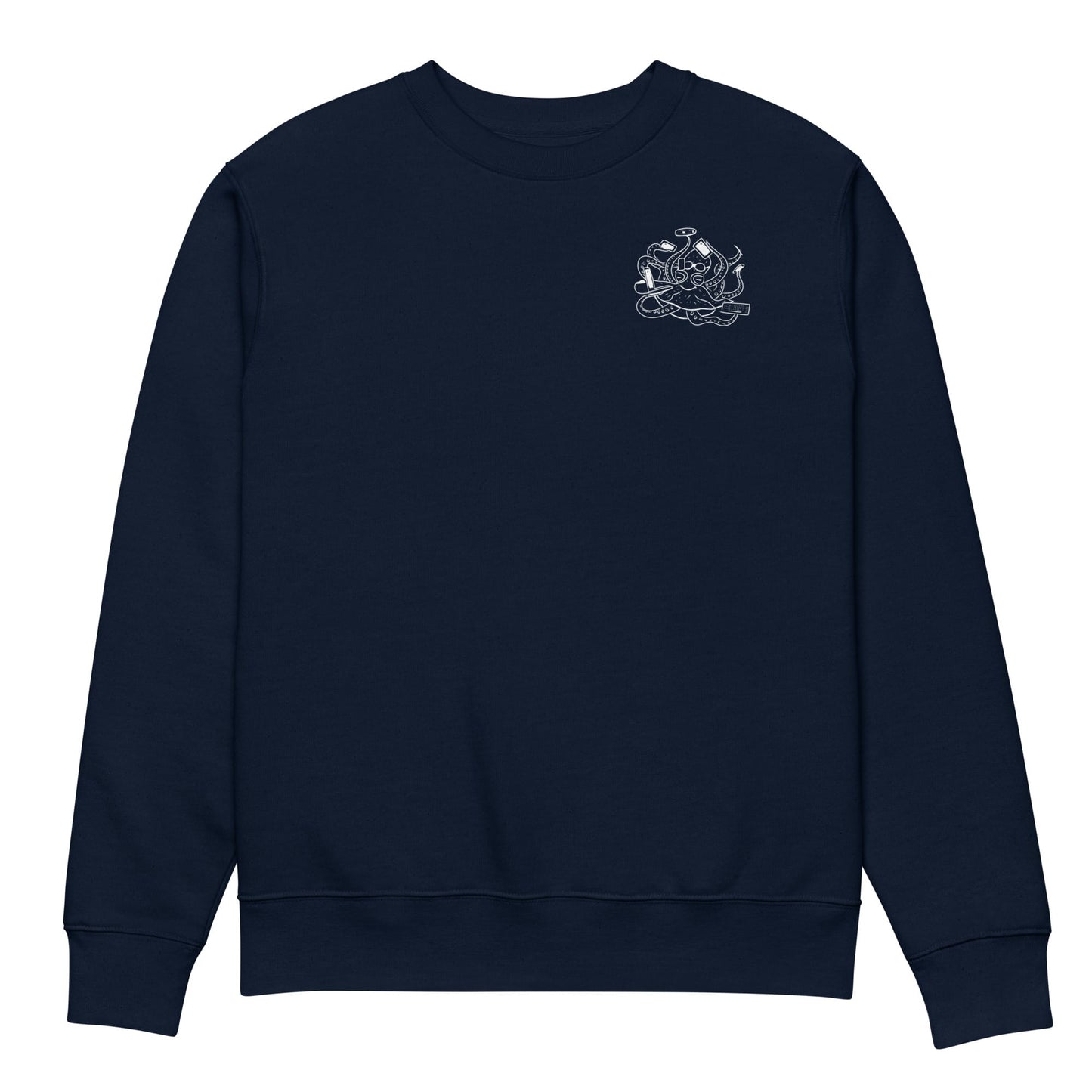 Octopus Office Worker White | Vegan Jumper in navy front