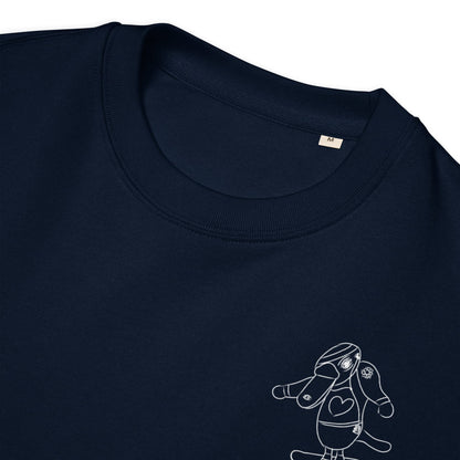 White Platypus Skateboarder | Vegan Jumper in Navy collar
