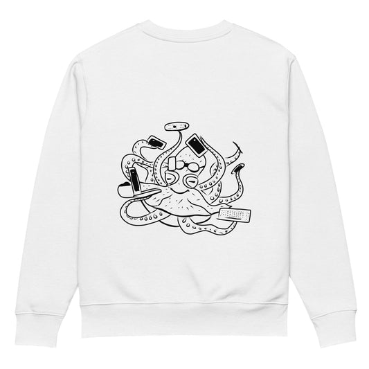 Octopus Office Worker White | Vegan Jumper in white back view