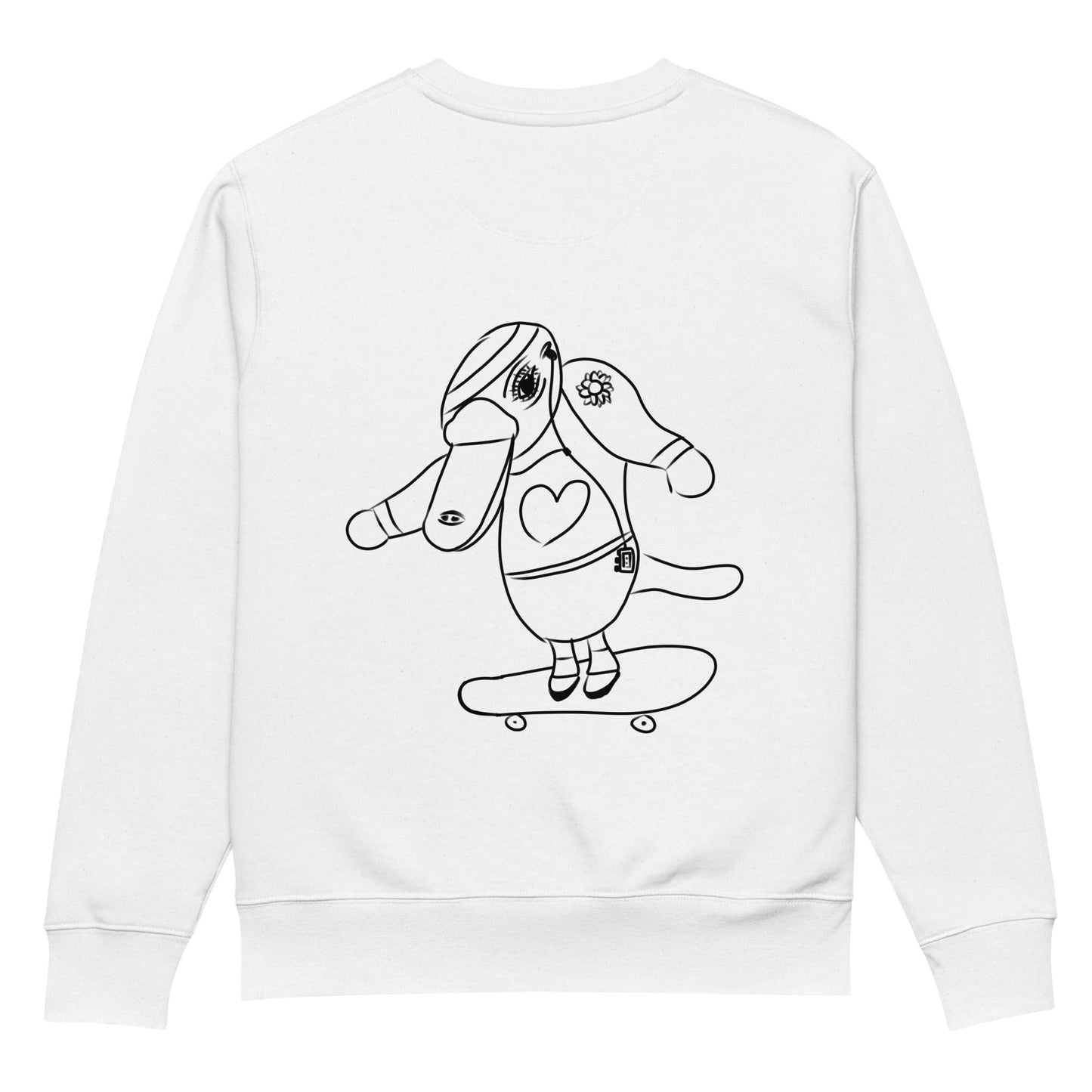 Platypus Skateboarder | Vegan Jumper in white back